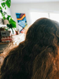 girls hair and leaf